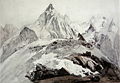 The Aiguille Blaitiere, drawing with wash, ~ 1856