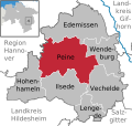 Lage der Stadt Peine im Landkreis Peine