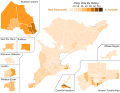 Ontario general election 2011 - New Democratic Party Vote Strength By Riding