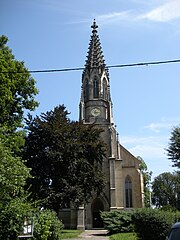 Berger Kirche (evang.) Stuttgart - Turm mit Eingangsseite