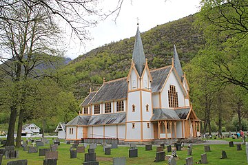 English: Hauge church in Lærdal (1868) stave church inspired