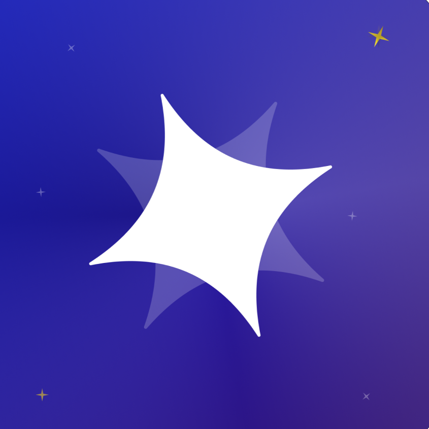 A star logo, tilted to the right slightly