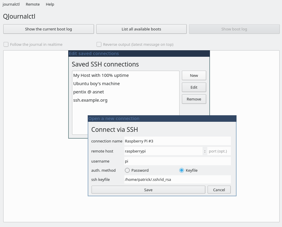 Use the ssh feature to connect to remote hosts and read their logs