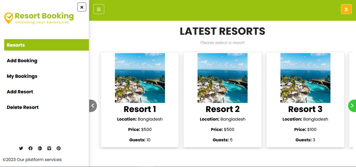 Resort Booking