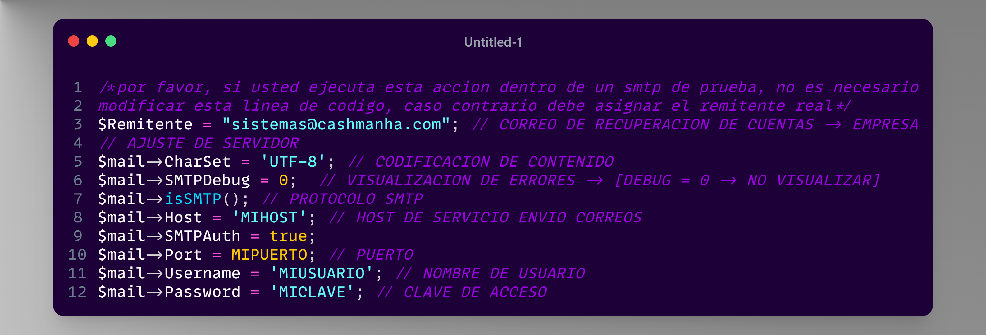 ConfiguracionSMTP