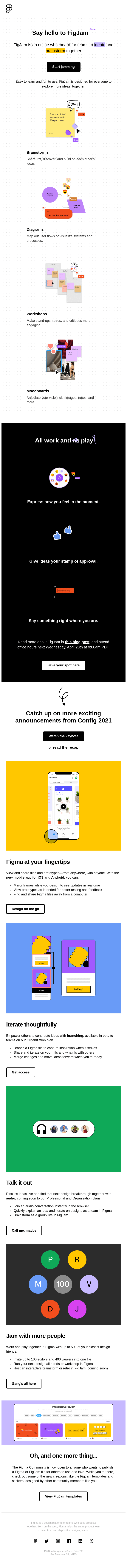 SaaS Product Launch Emails: Screenshot of FigJam's launch email
