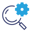 Illustration of a magnifying glass with a cogwheel