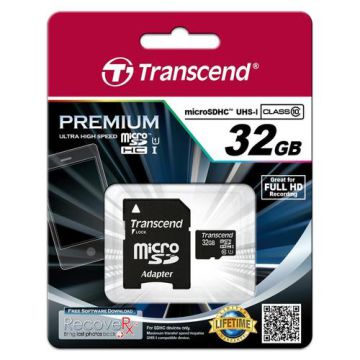 32GB MicroSDHC Card   SD Adapter TRA-TS32GUSDU1 Antratek Electronics