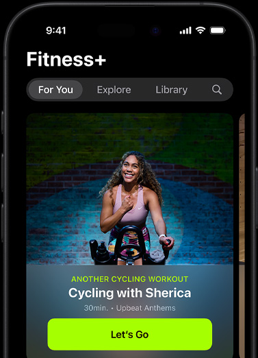 A screen showing a personalised workout recommendation in the For You section of Fitness  on iPhone