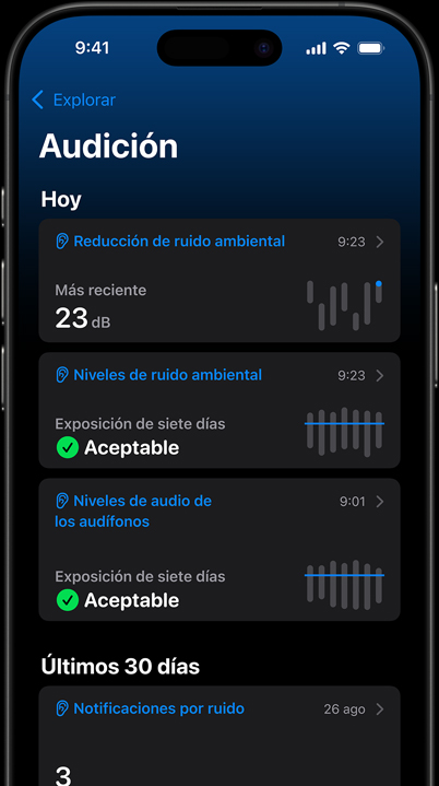 Un iPhone muestra una Prueba de Audición en progreso