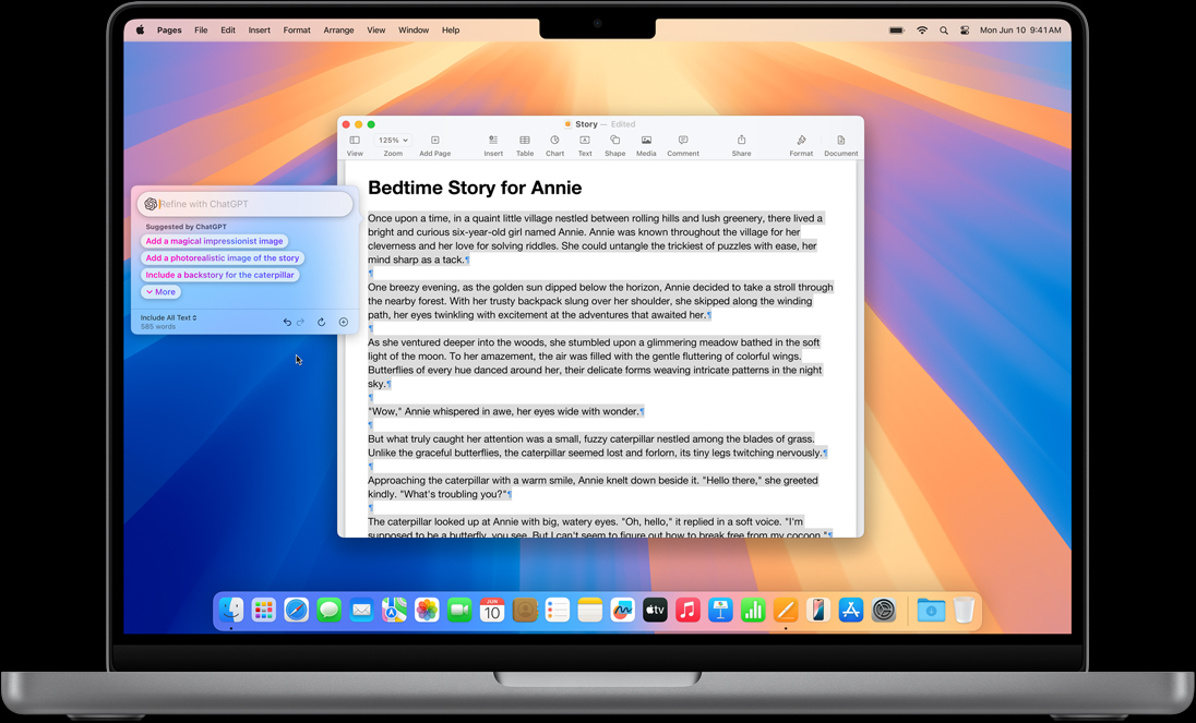 Se muestra la funcionalidad Redactar en Herramientas de Escritura en una MacBook