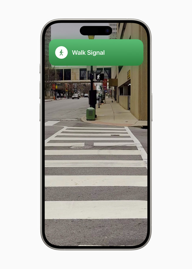 สัญญาณการเดินข้ามถนนในแอป oko แสดงบน iPhone 15 Pro 