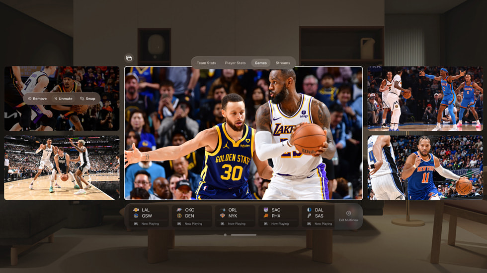 NBA di Multitampilan ditampilkan di Apple Vision Pro.