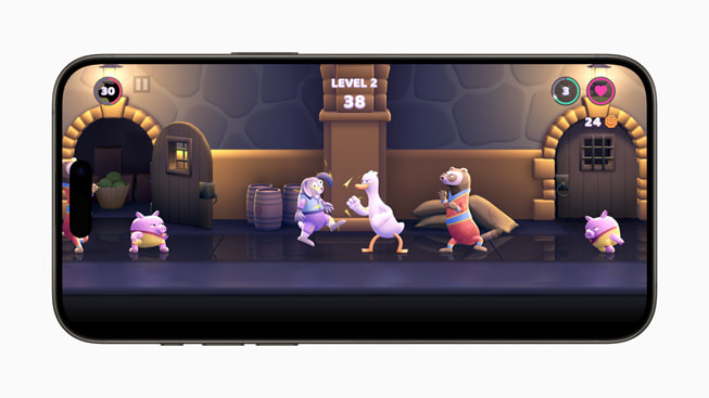 Shaun Coleman 出品的《Punch Kick Duck 》遊戲畫面，顯示在 iPhone 15 Pro 上。