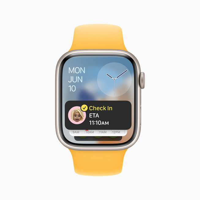 Apple Watch Series 9 montre la fonctionnalité Accompagnement.