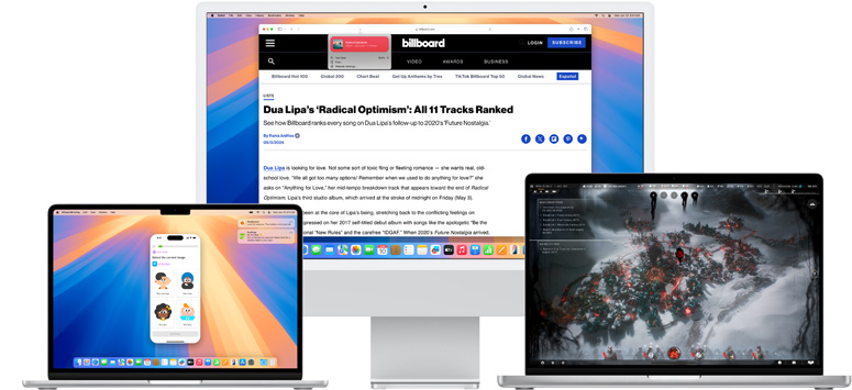 Multiple Mac devices shown with new macOS Sequoia features