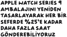 Apple Watch Series 9 ambalajını yeniden tasarlayarak her bir seferde %’e kadar daha fazla saat gönderebiliyoruz.