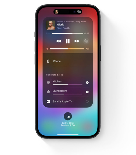 iPhone showing the AirPlay UI for multi-room audio