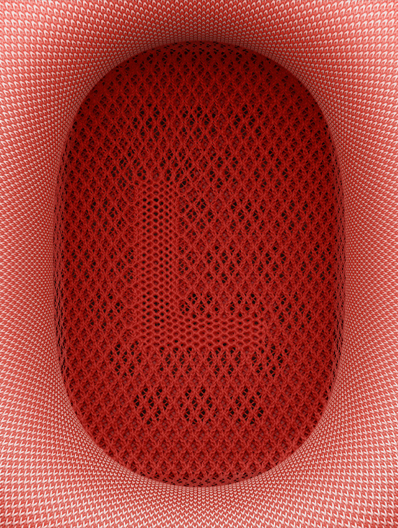 Close-up detail of soft mesh textile in left ear cushion.