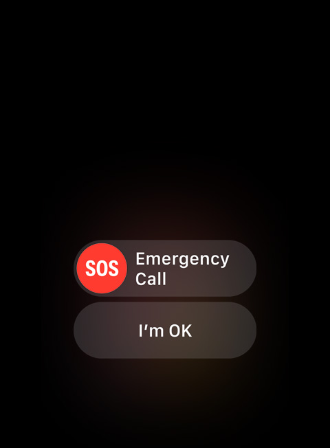 Une image d’Appel d’urgence et l’option de choisir soit Appel d’urgence, soit Je vais bien.