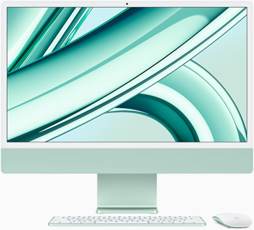 iMac, màn hình hướng về phía trước, màu xanh lá