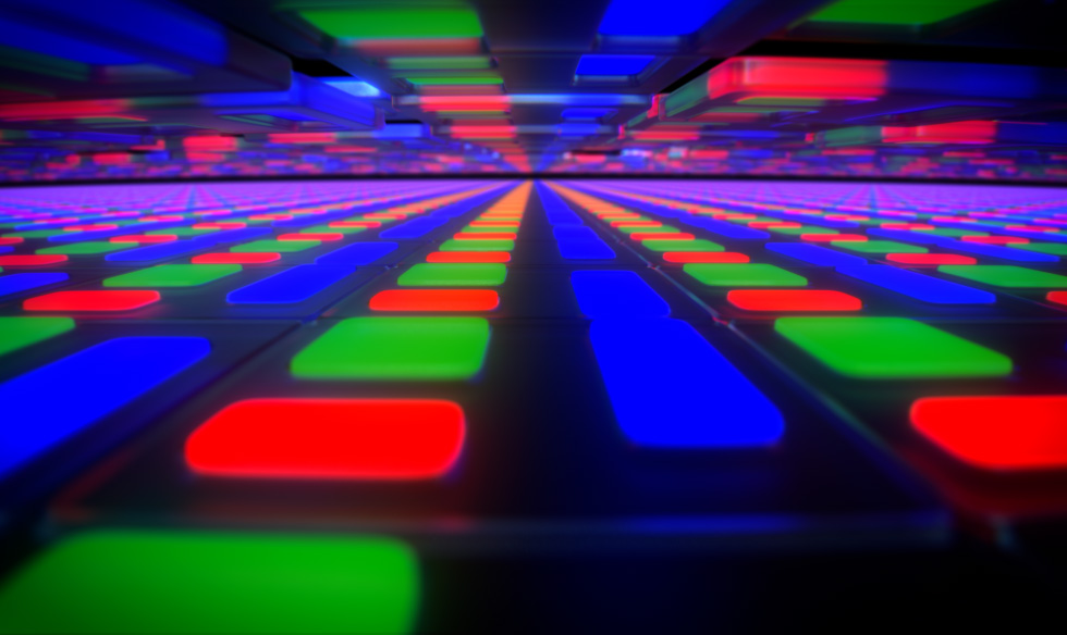 Prikaz šarenih blokova u svrhu prezentacije OLED tehnologije