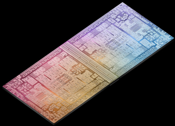 Diagrama esquemático de un chip M2 Max conectado a otro chip M2 Max