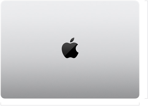 Apple 로고가 가운데에 위치한 MacBook Pro 14의 닫혀 있는 외관