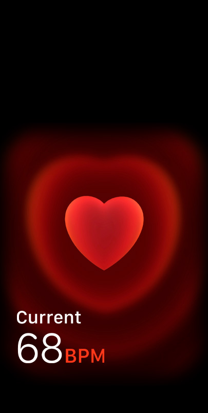 Aplikacija Puls prikazuje trenutačni broj otkucaja srca u minuti.