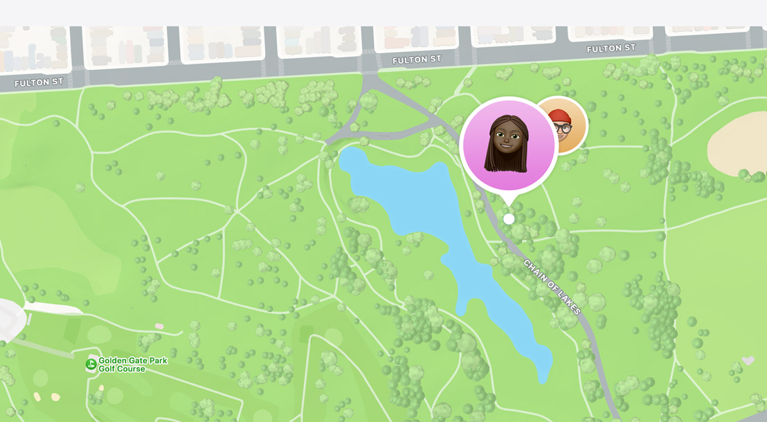 Aplikacija Pronalaženje prikazuje lokaciju prijatelja na karti.