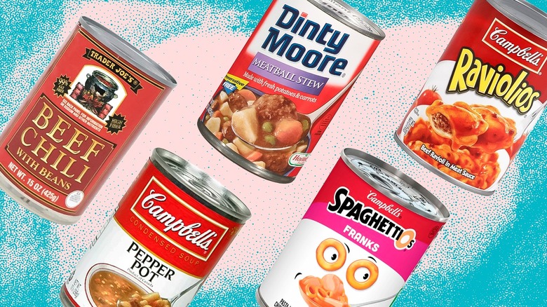 five branded food cans