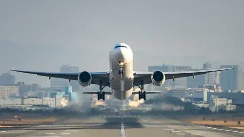 Airplane taking off from runway