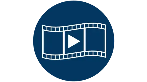 Outline of a Video Film Roll with a play triangle button in the middle