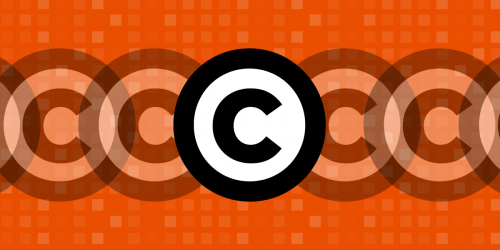 copyright logo on orange background