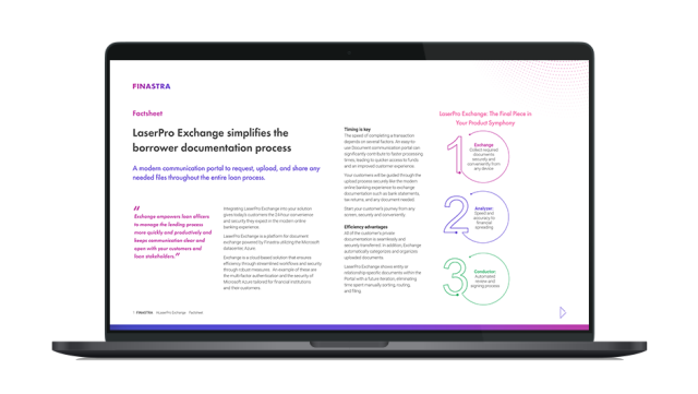 Image of laptop with cover slide for the LaserPro Exchange factsheet