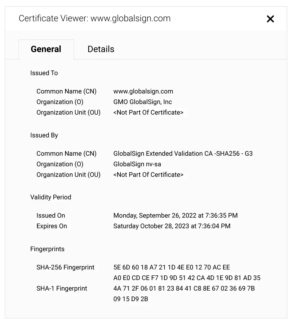 ssl certificate viewer globalsign singapore