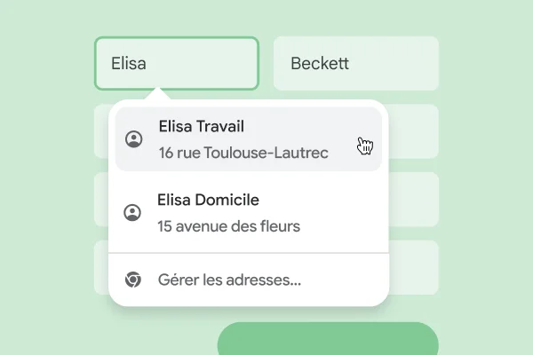 Un utilisateur peut saisir instantanément son nom et son adresse dans un formulaire grâce à la saisie automatique.