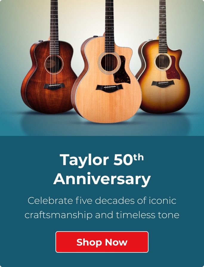 Taylor fiftieth anniversary. Celebrate five decades of iconic craftmanship and timeless tone. Shop Now.