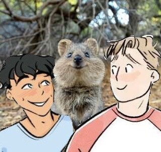 Nick and Charlie and a quokka