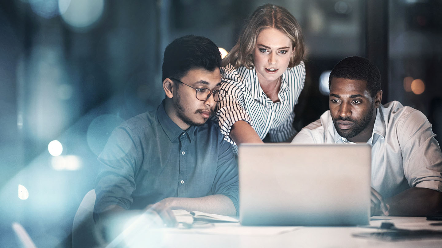 Professionals looking at a laptop