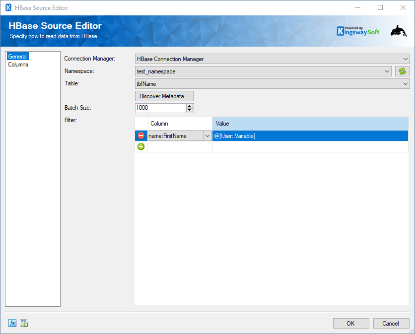 SSIS Integration Toolkit for HBase - Source Component