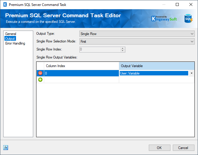 Premium SQL Server Command Task - Output