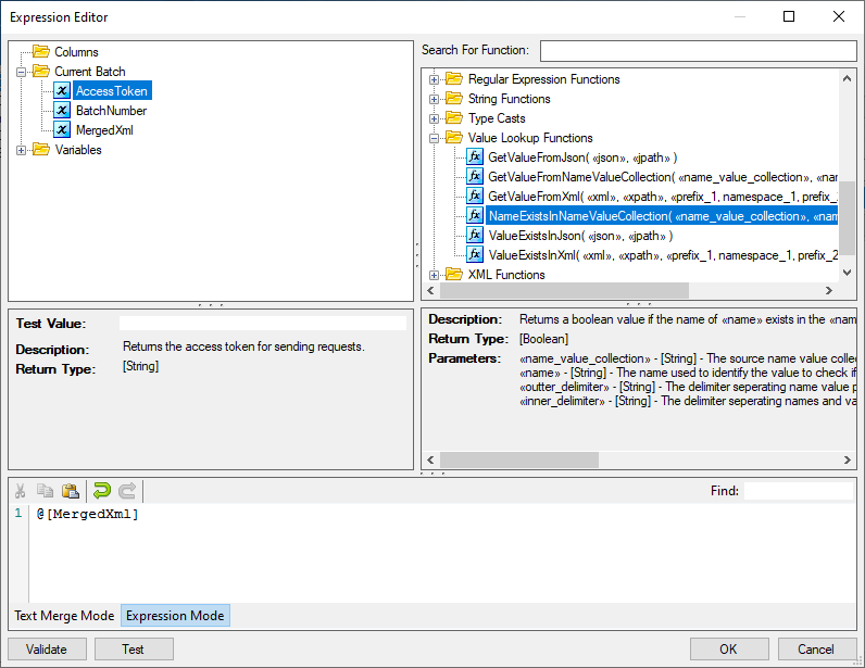 SSIS XML Destination - Expression Editor Expression Mode