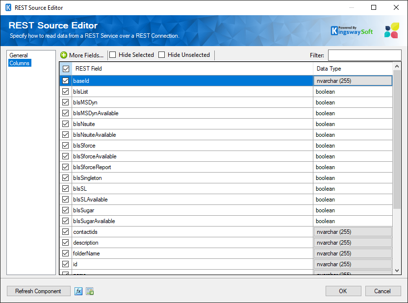 SSIS REST Act-On Source - columns