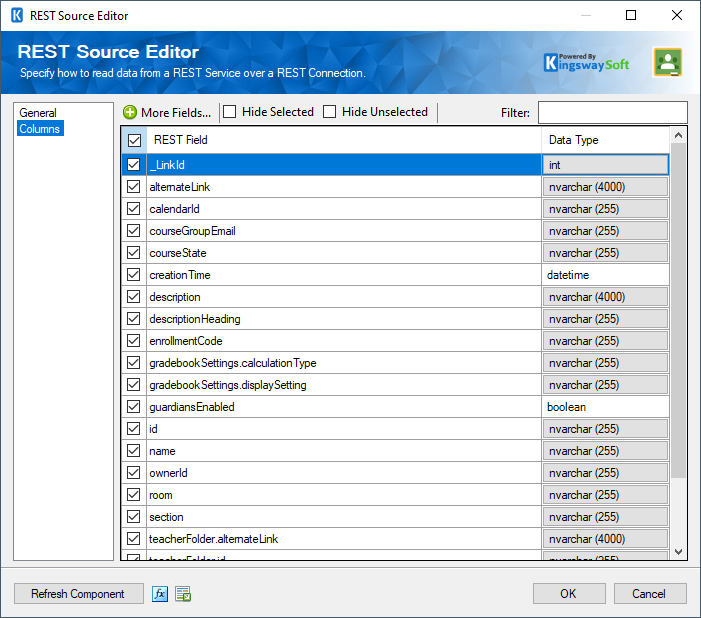 Google Classroom Rest Source Component - Columns.png