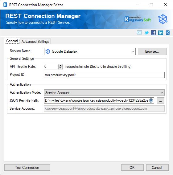 Google Dataplex Rest Connection Manager - Service Account