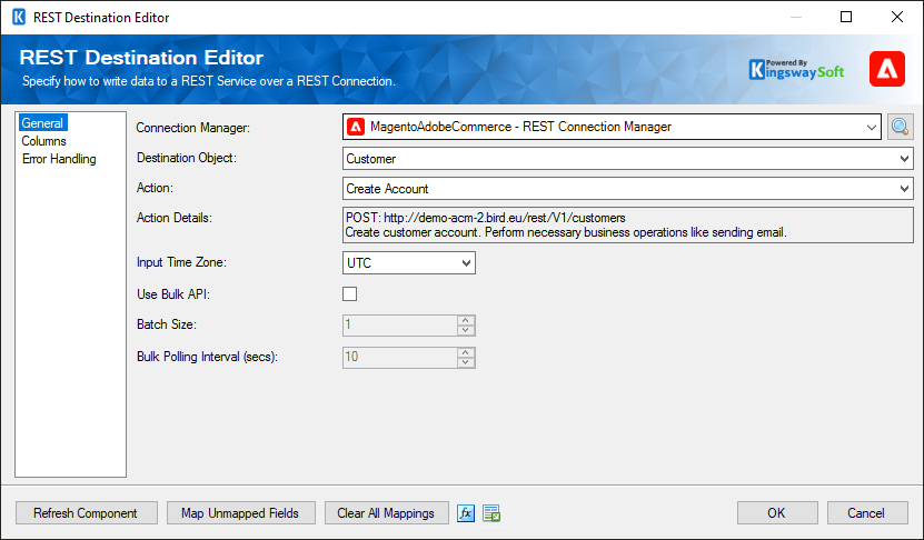 SSIS REST Magento / Adobe Commerce Destination