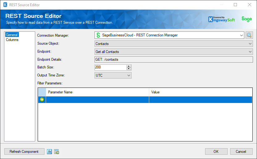 SSIS Sage Business Cloud REST Source