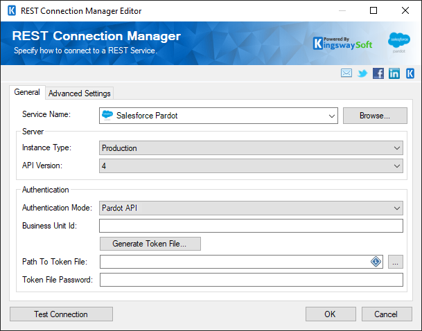 SSIS REST Salesforce Pardot Connection Manager - Pardot API Authentication Mode