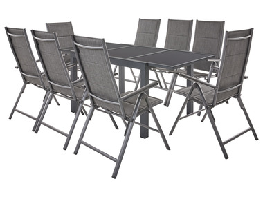 LIVARNO home Set de table de jardin extensible   8 fauteuils Toronto en aluminium, anthracite